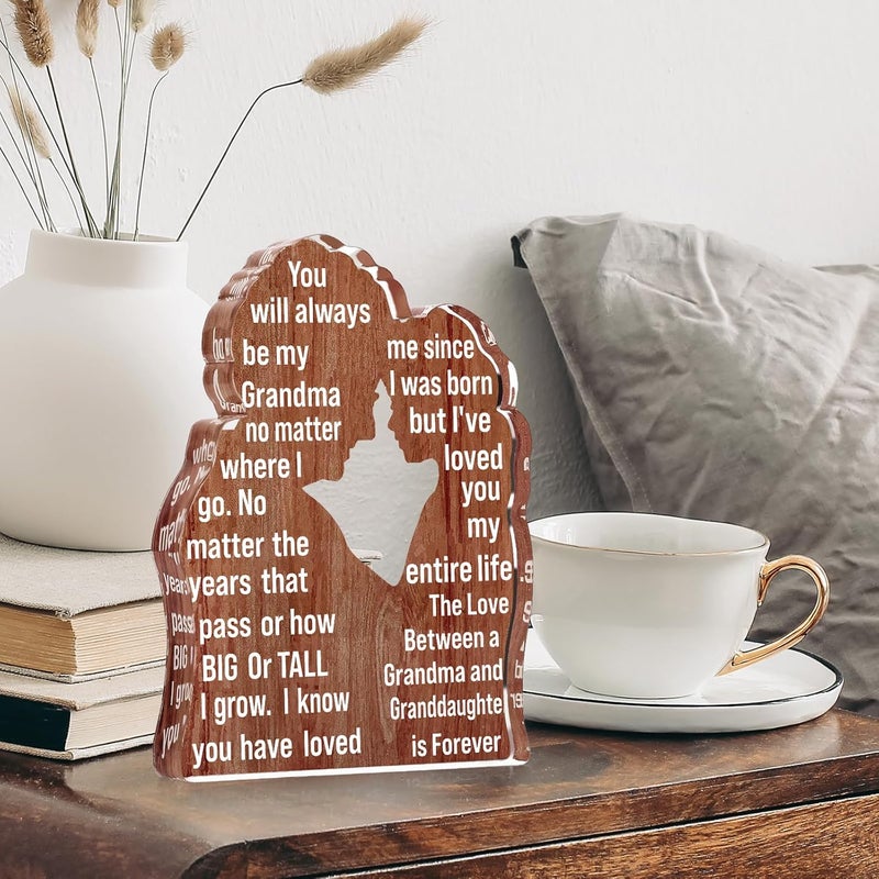 LuoHere Valentines Grandma Gifts from Granddaughter, Grandmother Birthday Gift Idea Best Grandma Ever Great Grandmas Christmas Mothers Day Grandparents Gigi Nana Present Acrylic Plaque Sign - Image 4